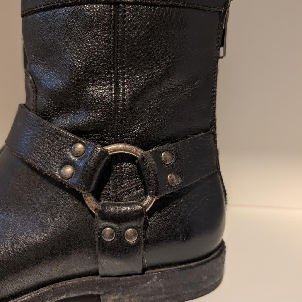 Frye Black Leather Harness Ankle Boots - Thumbnail 7