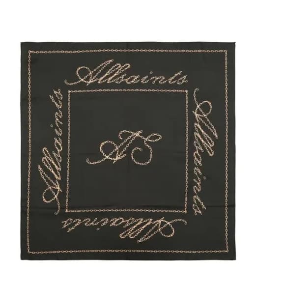 AllSaints Silk‎ Chain Link Black and Gold Scarf - Thumbnail 4
