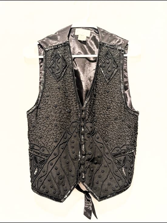 Vintage Black Beaded Embellished Boho Tunic Vest Top - Thumbnail 7