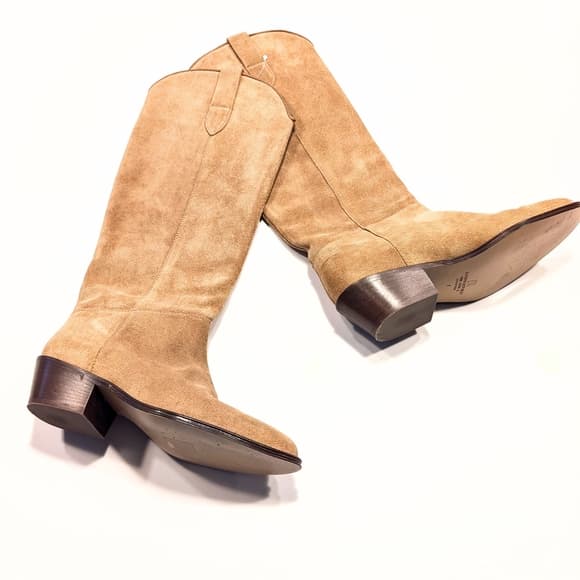 Vintage Banana Republic Western Suede Cowboy Festival Boho Italy Boots Size 5 - Thumbnail 8