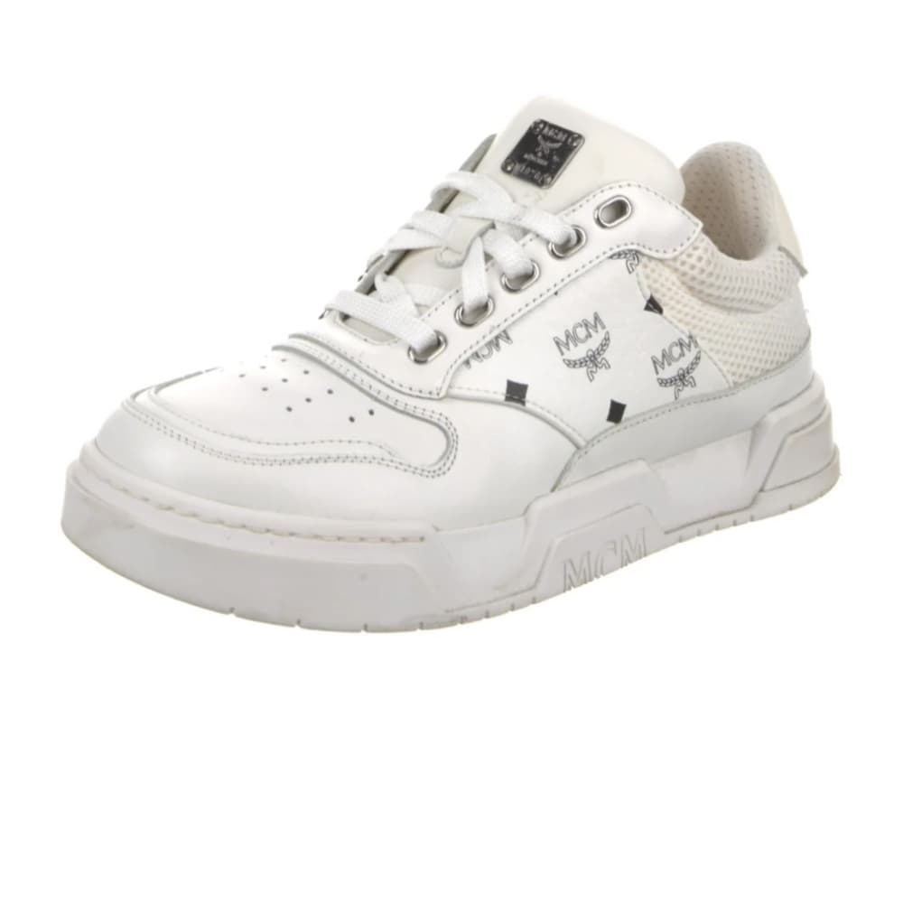 MCM White Logo Low-Top Leather Sneaker - Thumbnail 2
