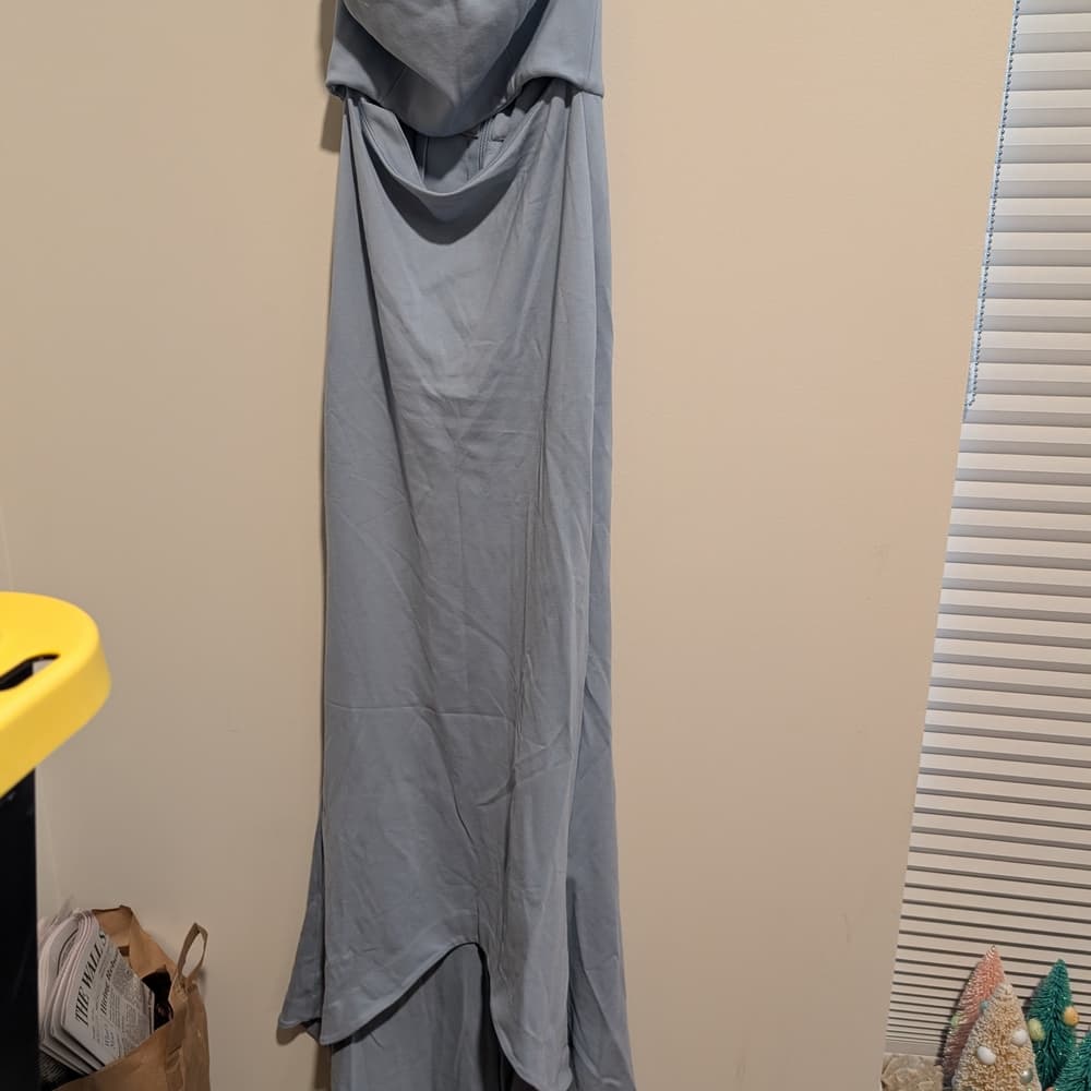 NBD June Baby Blue Boho Fairy Strapless Draped Cutout Maxi Dress Size XS - Thumbnail 2