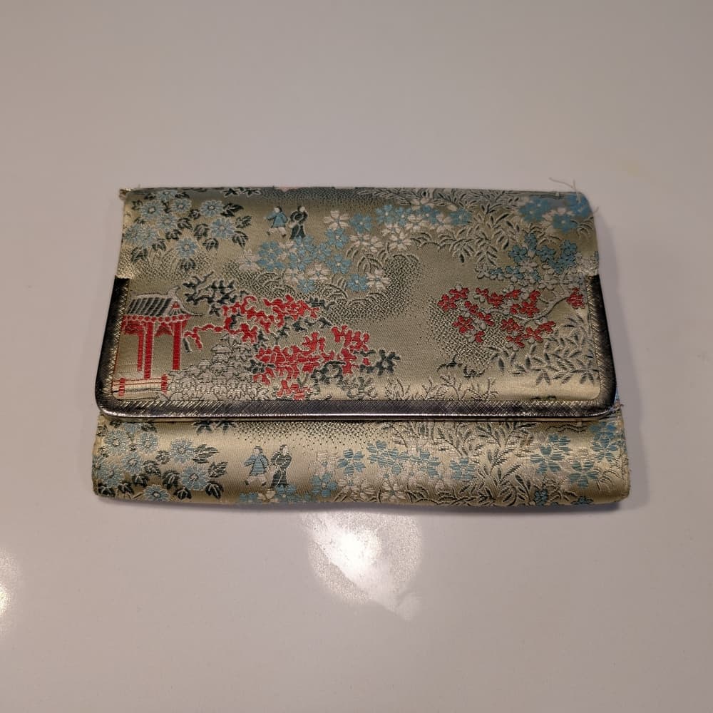 Vintage Gold Oriental Floral Metallic Clutch Gold Chain Bag - Thumbnail 8