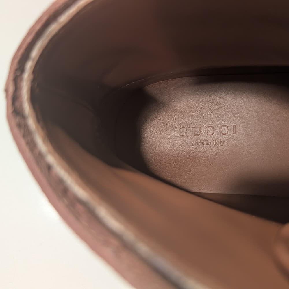 Gucci Logo Leather Suede Lace-Up High-Top Sneakers Mauve Brown Size 6 - Thumbnail 12