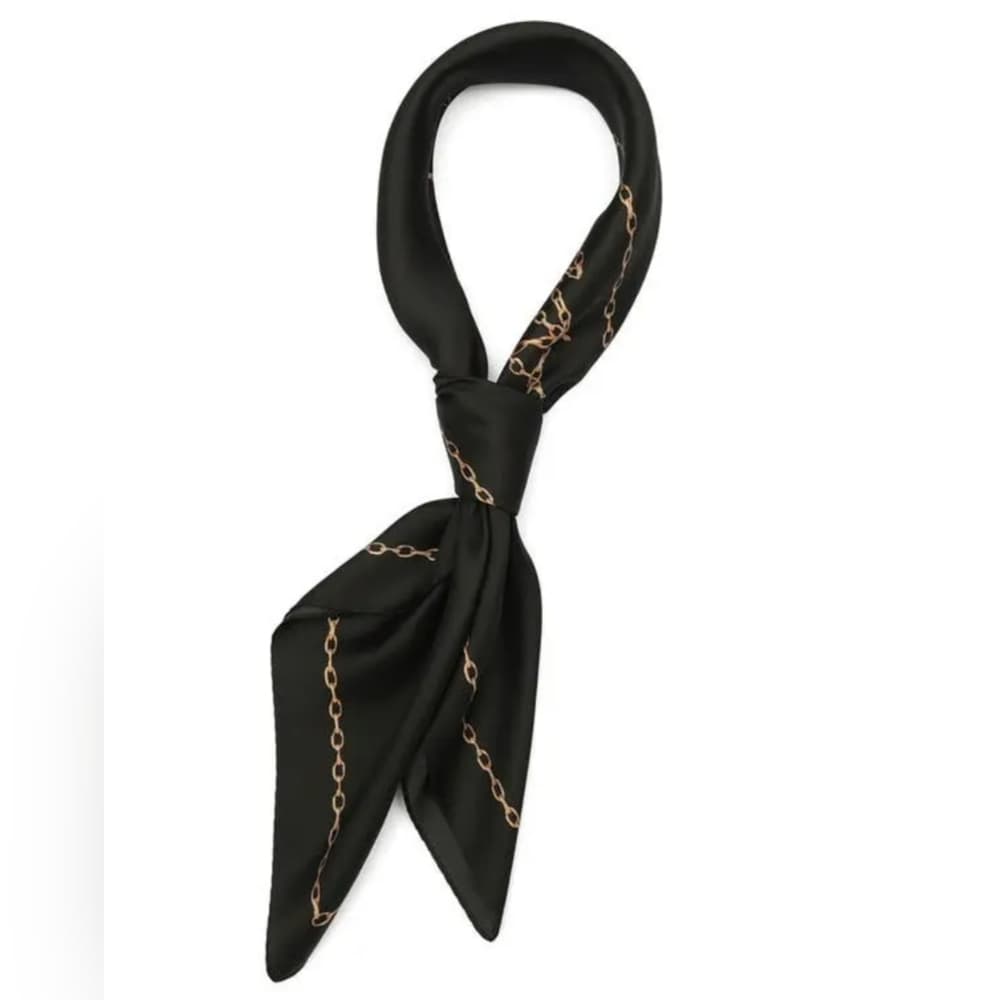 AllSaints Silk‎ Chain Link Black and Gold Scarf - Thumbnail 2