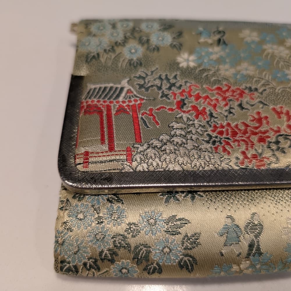 Vintage Gold Oriental Floral Metallic Clutch Gold Chain Bag - Thumbnail 7