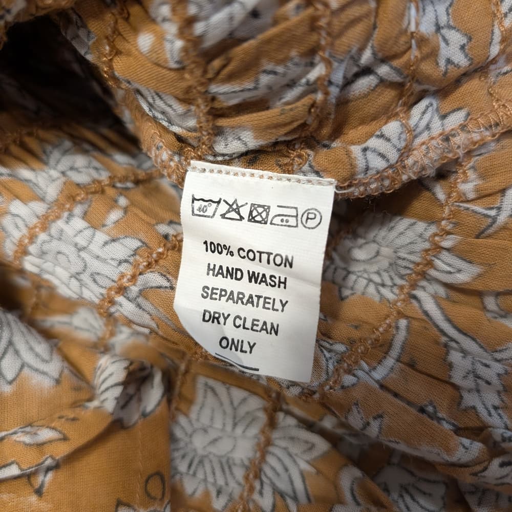 Daughters of India Tan Floral Smocked Puff-Sleeve Top - Thumbnail 8