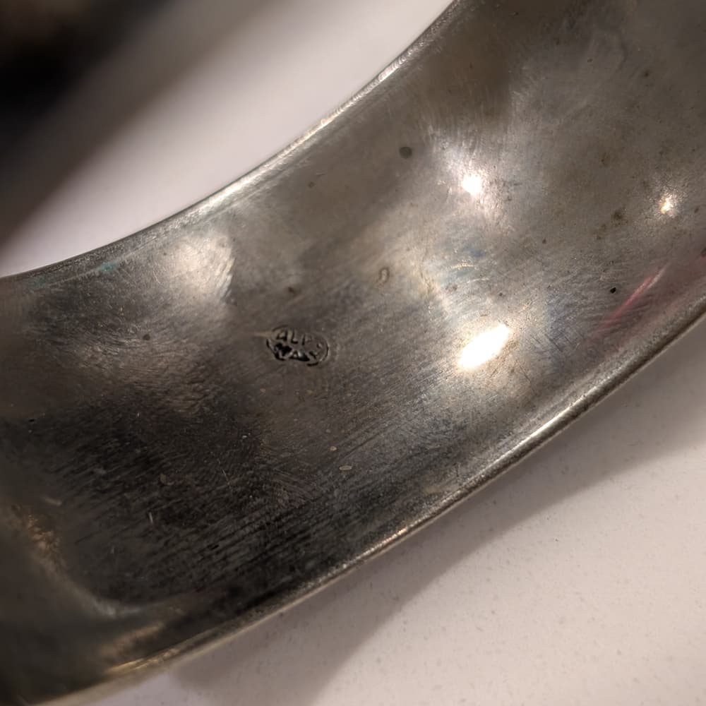 Vintage Italy Alpacca Silver Engraved Boho Leaf Festival Bangle Bracelet Rare - Thumbnail 4