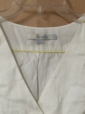 Boden White Linen Mini Dress US 6P Natural Short Sleeve - Thumbnail 4