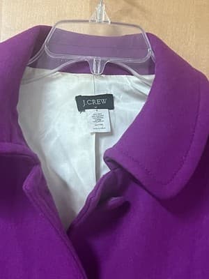 VTG J.Crew Purple Wool Blend Pea Coat 6 - Jewel Tone Statement Fall Winter Coat - Thumbnail 2