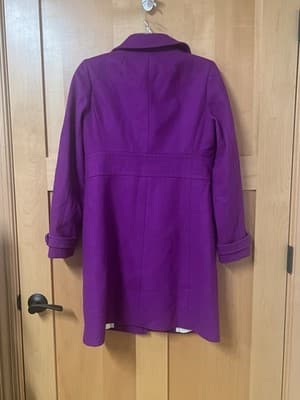 VTG J.Crew Purple Wool Blend Pea Coat 6 - Jewel Tone Statement Fall Winter Coat - Thumbnail 3