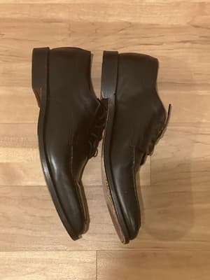 MENS ALLEN EDMONDS POWELL BLACK LEATHER OXFORDS DRESS SHOES SZ 10 D - Thumbnail 2