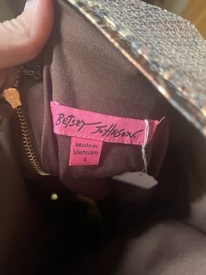 Betsey Johnson Brown Bronze Metallic Sequined Fit Flare Leopard Cheetah Dress 6 - Thumbnail 3