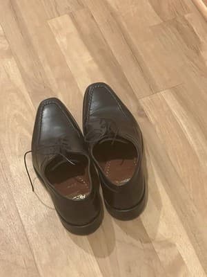 MENS ALLEN EDMONDS POWELL BLACK LEATHER OXFORDS DRESS SHOES SZ 10 D - Thumbnail 4