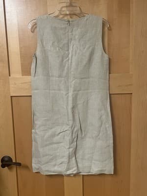 Michael Michael Kors Sz. 6 Beige Linen Beaded Knee Length Dress Sleeveless Lined - Thumbnail 3