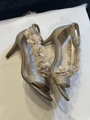 Kelly & Katie Champagne Shimmer Sand High Heel Shoes Size 8.5M - Thumbnail 3