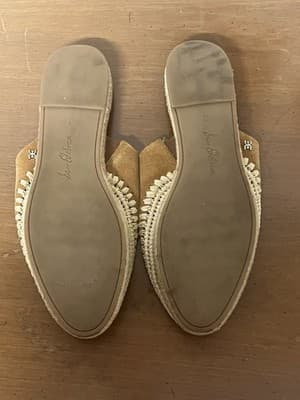 Sam Edelman Women's Espadrille Austin Suede Flat Mules, Size US 9, Camel 👍 - Thumbnail 2