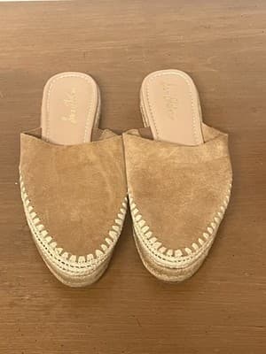 Sam Edelman Women's Espadrille Austin Suede Flat Mules, Size US 9, Camel 👍