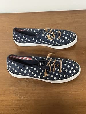 Sperry Women's Patriotic American Flag Stars Stripes Boat Shoes Size 8.5 - Thumbnail 2