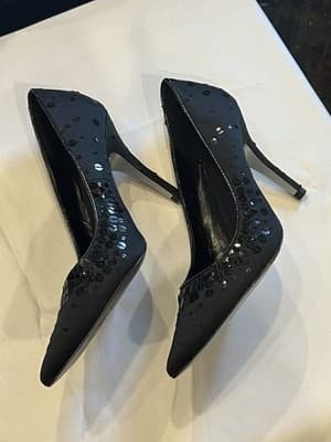 Charles David Black Heels Pumps Sequins Womens Sz 6M Evening Wedding Career - Thumbnail 3