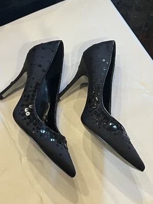 Charles David Black Heels Pumps Sequins Womens Sz 6M Evening Wedding Career - Thumbnail 2