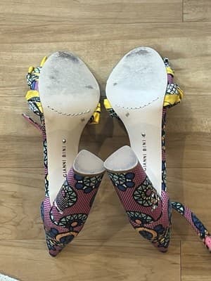 Gianni Bini Size 9 Pink, Yellow, Blue Ankle Strap Peep Toe Stylish Sandal - Thumbnail 5