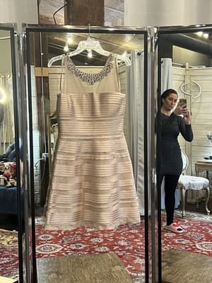 BCBG MaxazriaDress Champagne Formal Women Sz 8 NWOT Old Hollywood Elegant.