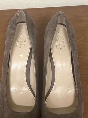 COLE HAAN RENNER GRAND $270 Women's Suede Heeled Slip On Pumps in MOREL Sz 8.5 - Thumbnail 5