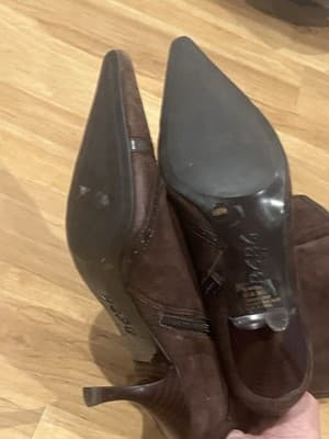 BCBG Paris Brown Suede Knee High Boots 6.5 Buckle - Thumbnail 7