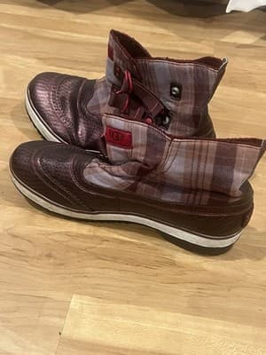 UGG Australia Marrais Leather Textile Upper Wool Lined Boot Plaid Women 11 - Thumbnail 3