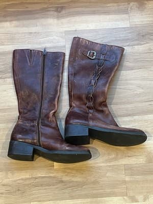 Vintage Nicole Bridle Riding Boots Leather Size 8.5 Medium Cognac Zip