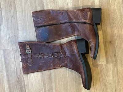 Vintage Nicole Bridle Riding Boots Leather Size 8.5 Medium Cognac Zip - Thumbnail 2