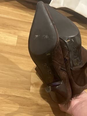 BCBG Paris Brown Suede Knee High Boots 6.5 Buckle - Thumbnail 9
