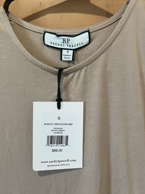 Rachel Parcell Muscle Tank Ruched Midi Dress - Beige, Size Small MSRP $89 - Thumbnail 2