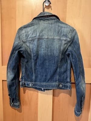 Y2K United Colors of Benetton Denim Jacket Blue Stretch Distressed Western Small - Thumbnail 3