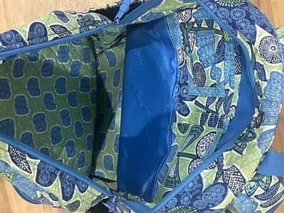 Vera Bradley Backpack Wide Straps Doodle Daisy Pattern Quilted Student College - Thumbnail 2