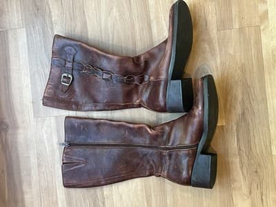 Vintage Nicole Bridle Riding Boots Leather Size 8.5 Medium Cognac Zip - Thumbnail 8