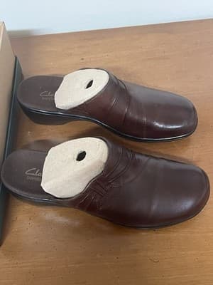Clarks Bendables Leather Upper Clog Comfort Slip-On Womens Sz 10 Mule 38599 - Thumbnail 2