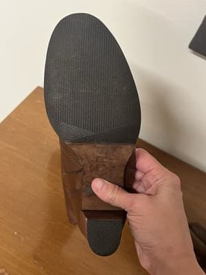 Michael Kors Riding Boots Sz 7.5 Brown Leather Mid-Caf Made in Brazil Block Heel - Thumbnail 4