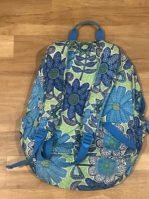 Vera Bradley Backpack Wide Straps Doodle Daisy Pattern Quilted Student College - Thumbnail 3