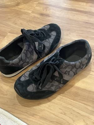 Coach Signature C Monogram Sneakers Black Suede Women's Size 9 - Thumbnail 4