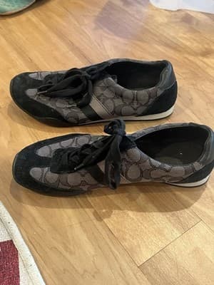 Coach Signature C Monogram Sneakers Black Suede Women's Size 9 - Thumbnail 3