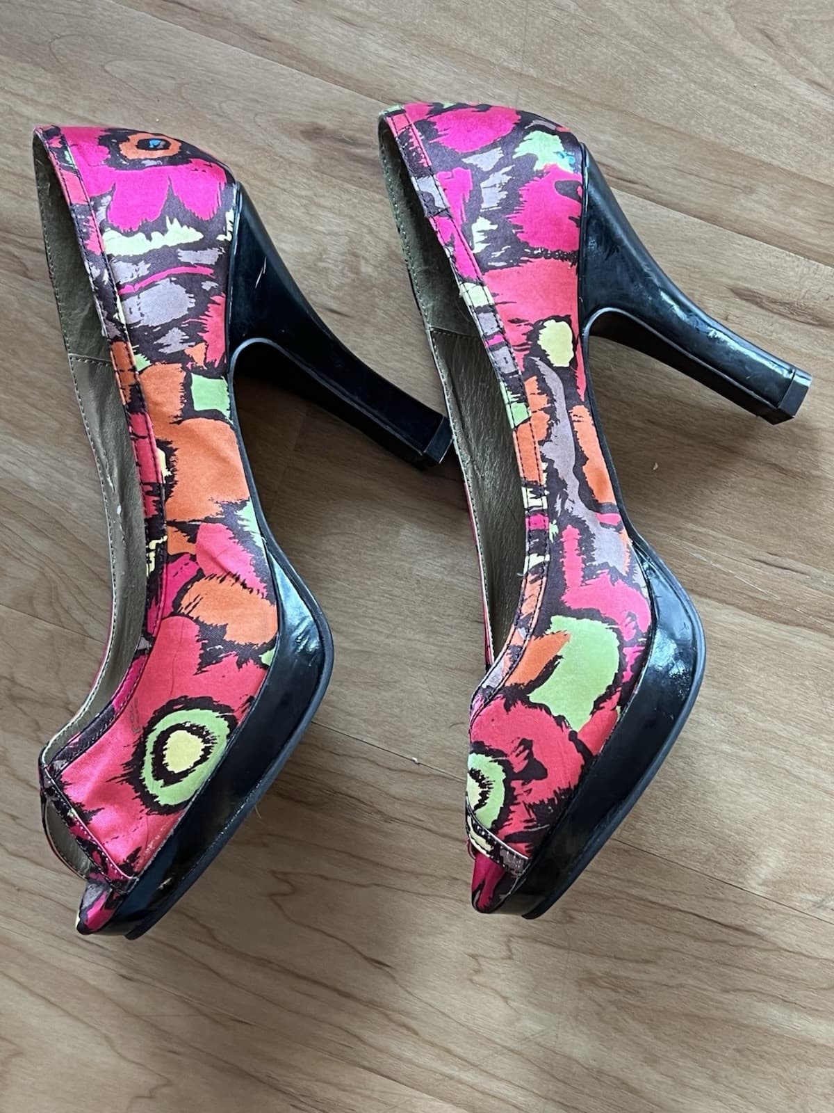 Madden Girl Steve Madden Womens Heels Floral Peep Toe Pumps Sz 8.5M Date Night - Thumbnail 2