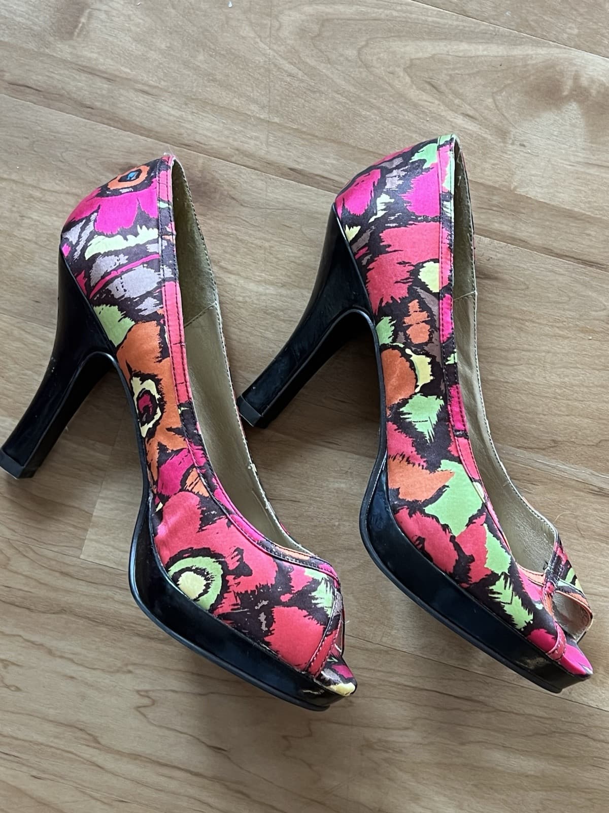 Madden Girl Steve Madden Womens Heels Floral Peep Toe Pumps Sz 8.5M Date Night - Thumbnail 3