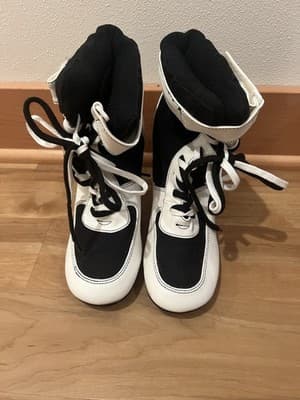 Funtasma Black White Lace Up Mid Calf Boots Stiletto Heel Women’s Size 8 - Thumbnail 2