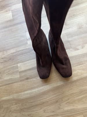 Nine West Hamza Tall Riding Boots Womens Sz 7.5 Brown Leather Knee High Back Zip - Thumbnail 5