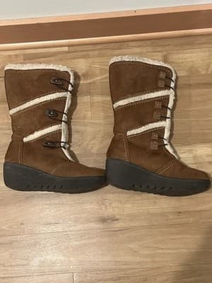 Bearpaw Brown Wedge Mid-Calf Fashion Boot Sizes 9 Sheep Skin Lining - Thumbnail 3