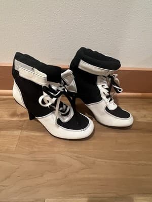 Funtasma Black White Lace Up Mid Calf Boots Stiletto Heel Women’s Size 8 - Thumbnail 3