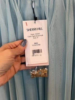 SHERRI Hill Mini dress size 8 new Beaded Light Blue NWT - Thumbnail 3