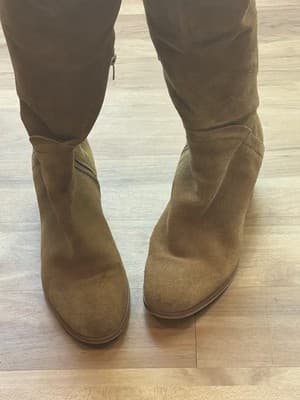 Marc Fisher Taupe Suede Western Style Riding Boots Size 8.5 - Thumbnail 4